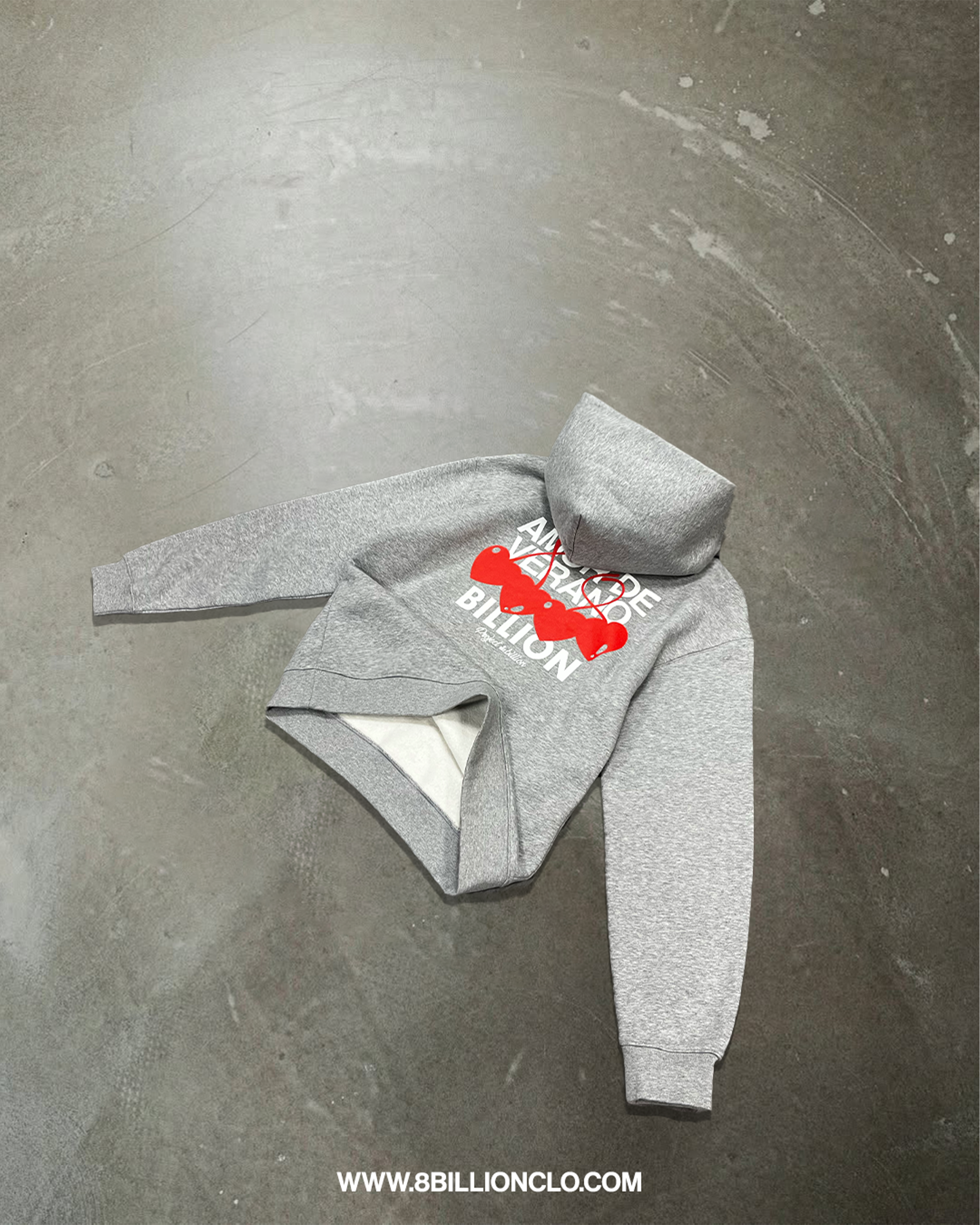 Grey Amor Hoodie - 8BILLION® | Essential Clothing & Accessories